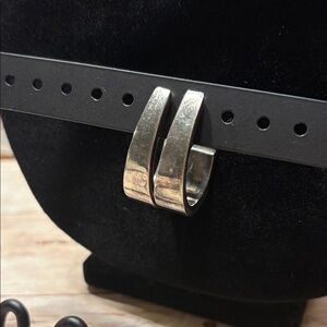 925 Sterling Silver Wide Flat Chunky Hoop Earrings